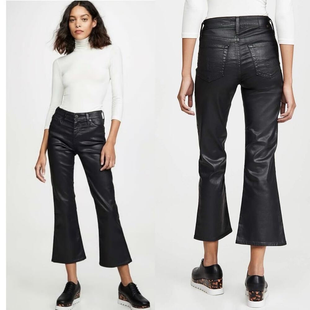 AG Adriano Goldschmied Quinne High Rise Faux Leather Black Jeans NWT Size 23
